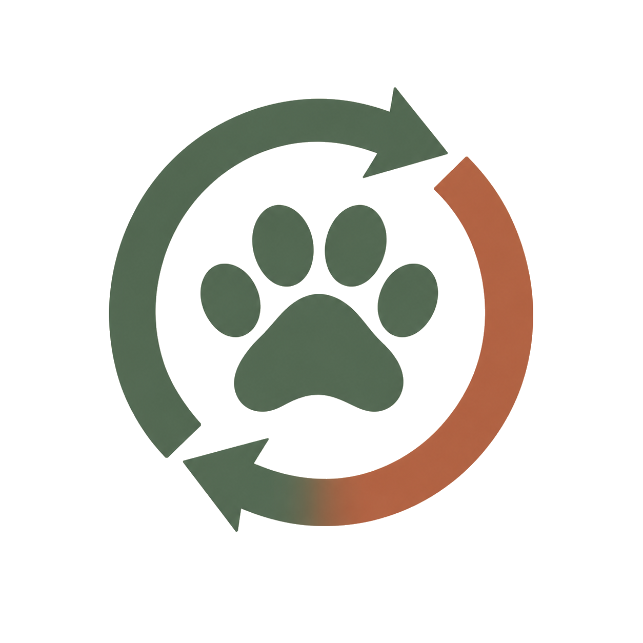 Second Chance Collective emblem: a paw print inside a circular loop of two arrows